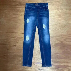 Justice Legging blue jeans with stylish silver accents youth size 12 white wash
